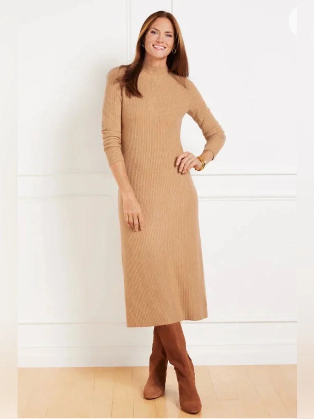 Talbots Ribbed Mockneck Midi Sweater Sweater Dress Staple Preppy Polished Office